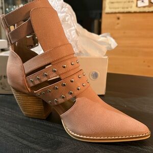 Blush Studded Blush Ankle Bootie